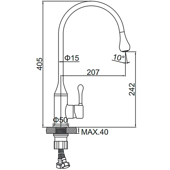 Смеситель для кухни Ledeme L4599B черный/хром, изображение 2