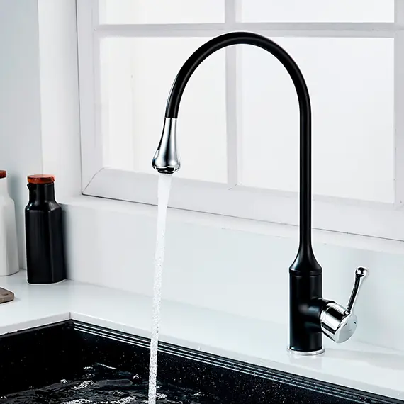 Смеситель для кухни Ledeme L4599B черный/хром, изображение 5