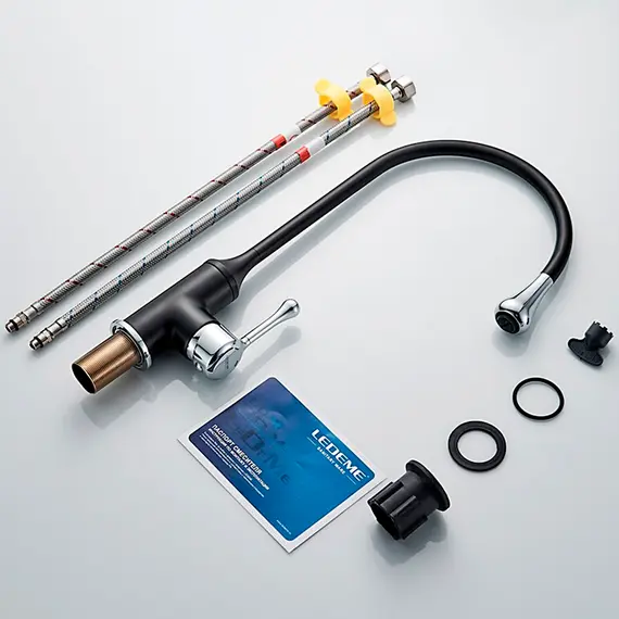 Смеситель для кухни Ledeme L4599B черный/хром, изображение 9