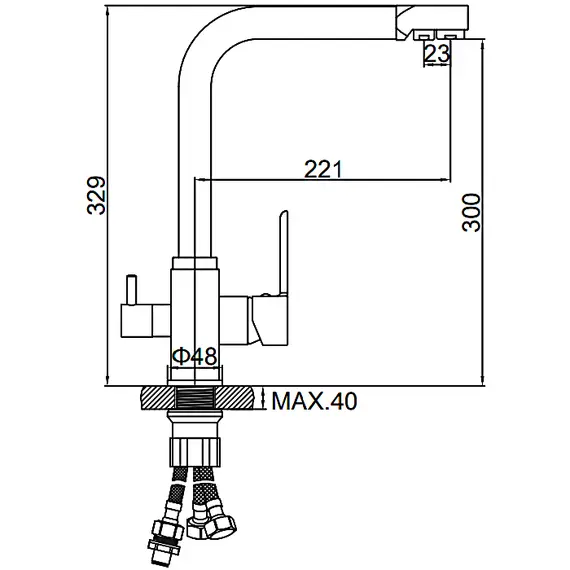 Смеситель для кухни со встроенным краном под фильтр питьевой воды Ledeme L4655-3 хром, изображение 2