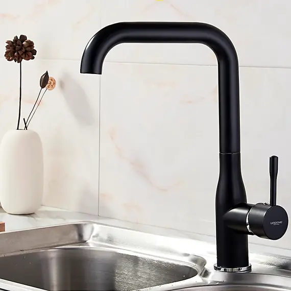 Смеситель для кухни Ledeme R L4069B черный, изображение 10