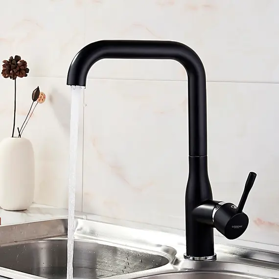 Смеситель для кухни Ledeme R L4069B черный, изображение 12