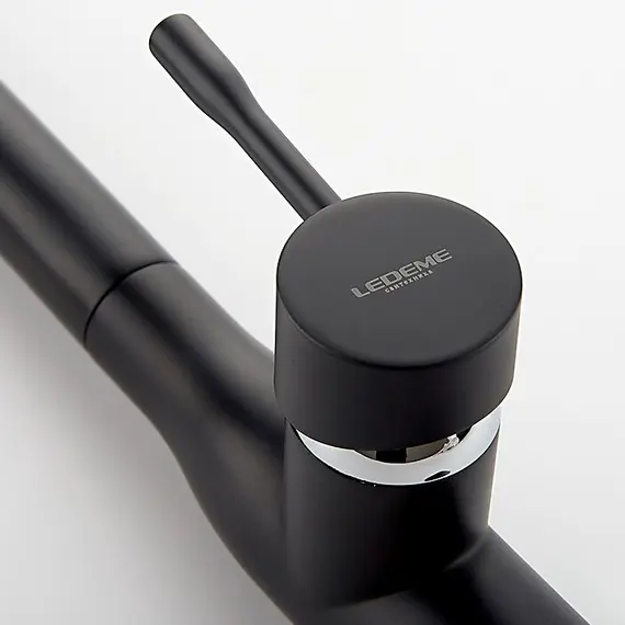 Смеситель для кухни Ledeme R L4069B черный, изображение 6