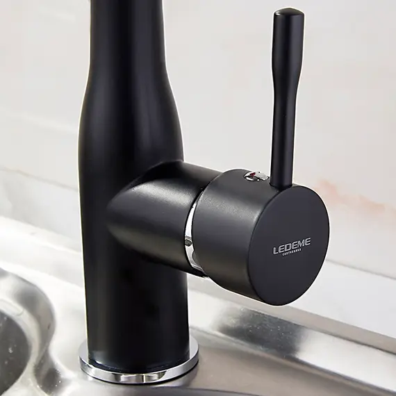 Смеситель для кухни Ledeme R L4069B черный, изображение 9