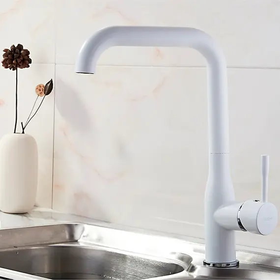 Смеситель для кухни Ledeme R L4698W белый, изображение 3