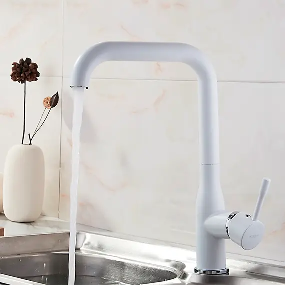 Смеситель для кухни Ledeme R L4698W белый, изображение 4