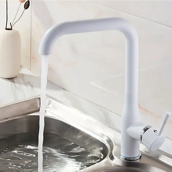 Смеситель для кухни Ledeme R L4698W белый, изображение 5