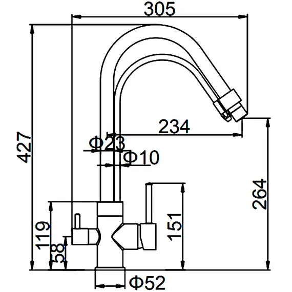 Смеситель для кухни с гибким изливом и встроенным краном под фильтр питьевой воды Ledeme L4755-9 хром, изображение 2
