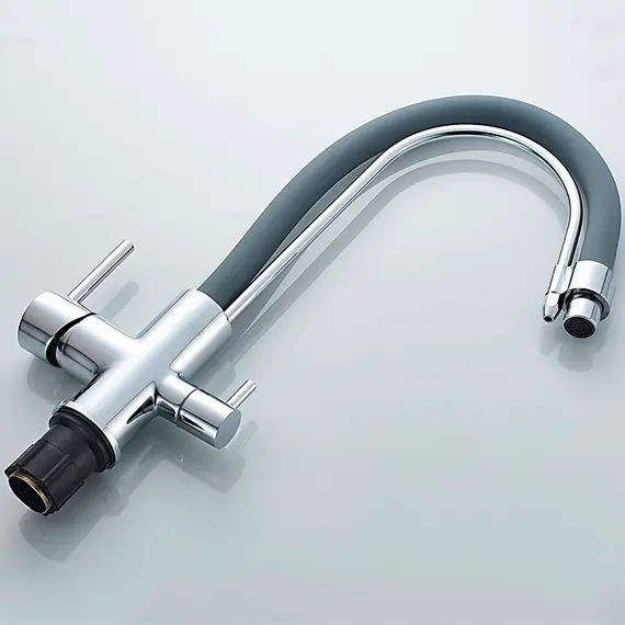 Смеситель для кухни с гибким изливом и встроенным краном под фильтр питьевой воды Ledeme L4755-9 хром, изображение 3