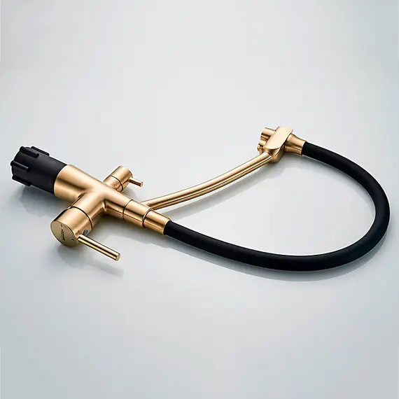 Смеситель для кухни с гибким изливом и встроенным краном под фильтр питьевой воды Ledeme L4855Y-2 хром, изображение 3