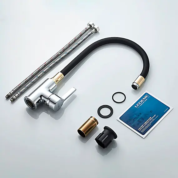 Смеситель для кухни с гибким изливом Ledeme Rainbow L4898-10 хром, изображение 10