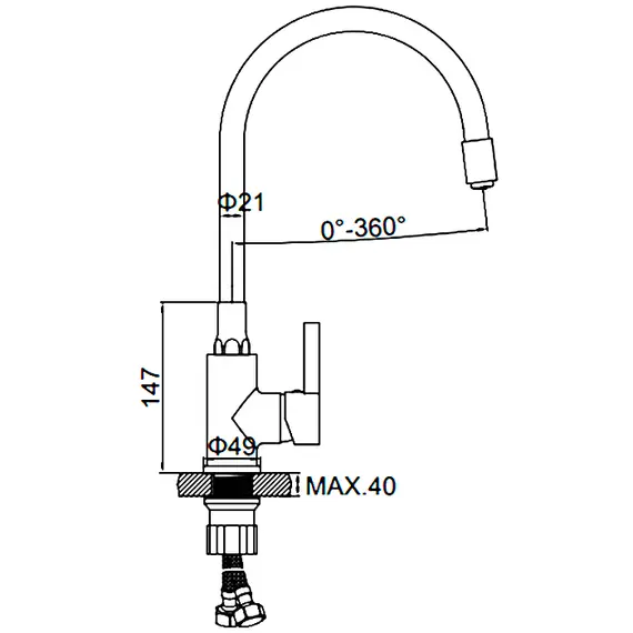 Смеситель для кухни с гибким изливом Ledeme Rainbow L4898-10 хром, изображение 2