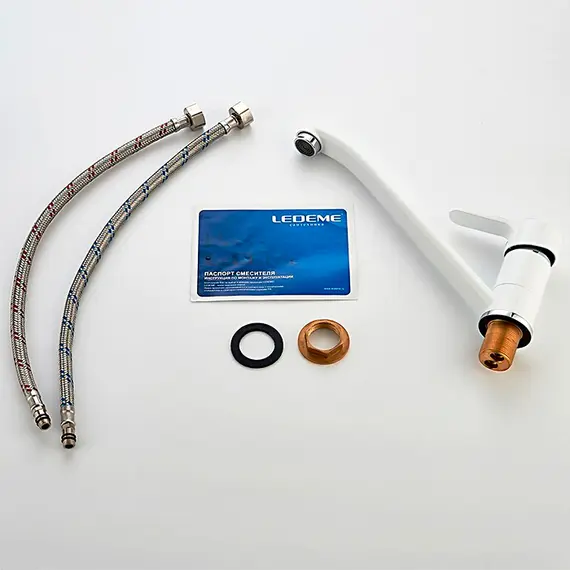 Смеситель для кухни Ledeme H03W L4903W белый/хром, изображение 12