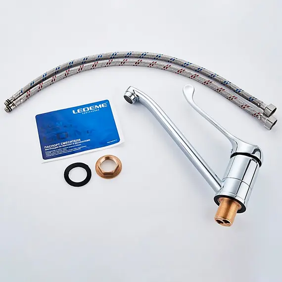 Локтевой смеситель для раковины Ledeme L4979 хирургический хром, изображение 11