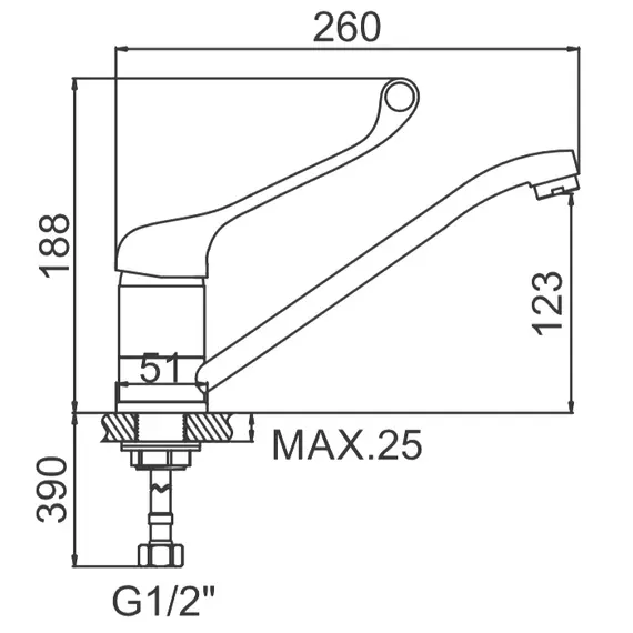 Локтевой смеситель для раковины Ledeme L4979 хирургический хром, изображение 2
