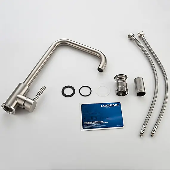 Смеситель для кухни Ledeme R L4998-4 суперсталь, изображение 10