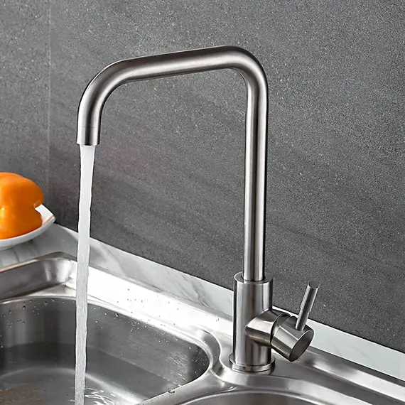 Смеситель для кухни Ledeme R L4998-4 суперсталь, изображение 4