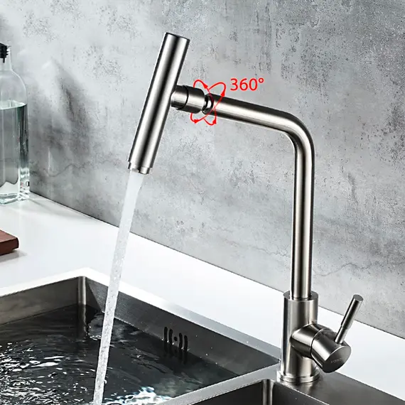 Смеситель для кухни Ledeme R L4998-5 суперсталь, изображение 4