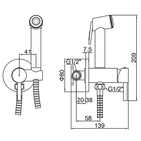 Смеситель с гигиеническим душем Ledeme L5398-2 хром, изображение 4