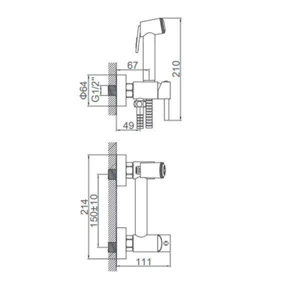Смеситель с гигиеническим душем Ledeme R L5398-6 хром, изображение 2