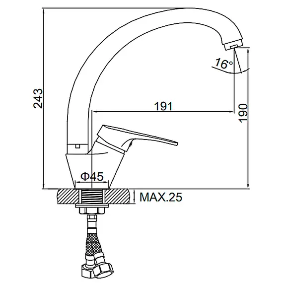 Смеситель для кухни Ledeme H13-1 L5913-1 матовый хром, изображение 2