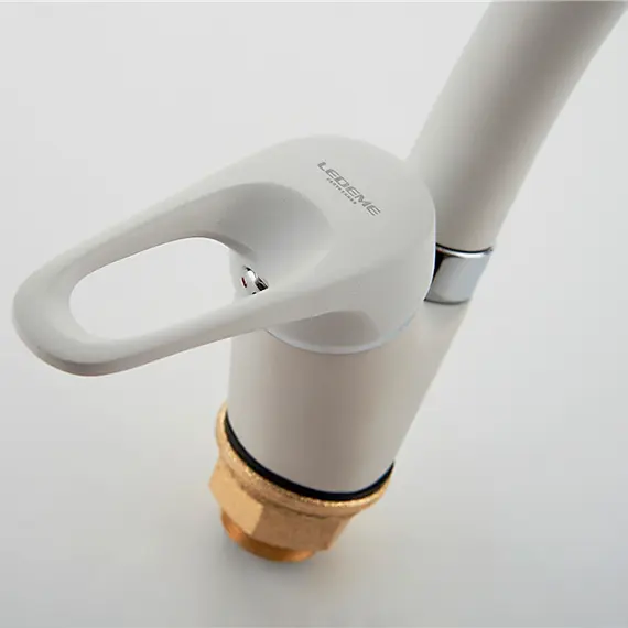 Смеситель для кухни Ledeme L5913H белый, изображение 10