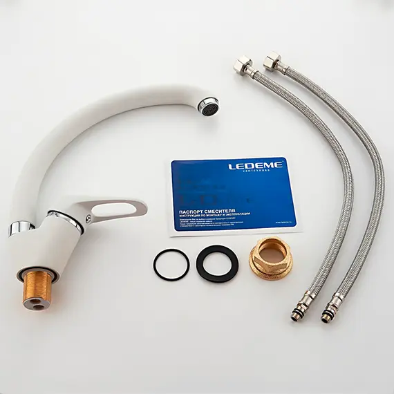 Смеситель для кухни Ledeme L5913H белый, изображение 14