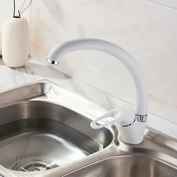 Смеситель для кухни Ledeme L5913H белый, изображение 3