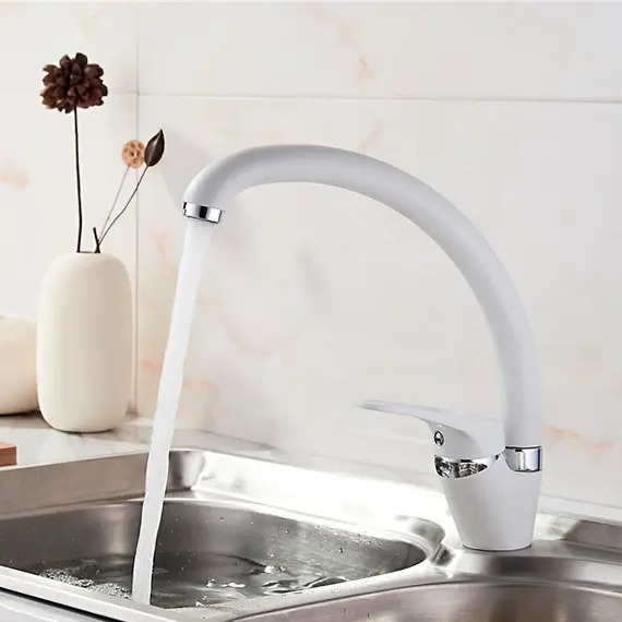 Смеситель для кухни Ledeme L5913H белый, изображение 4