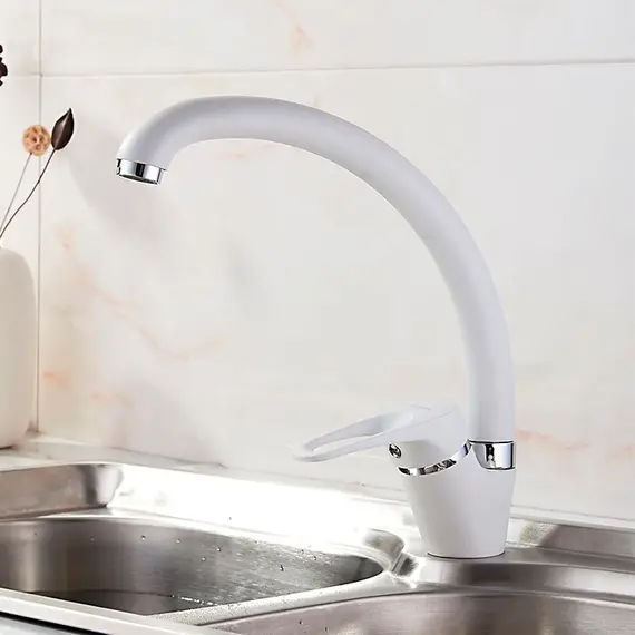 Смеситель для кухни Ledeme L5913H белый, изображение 6