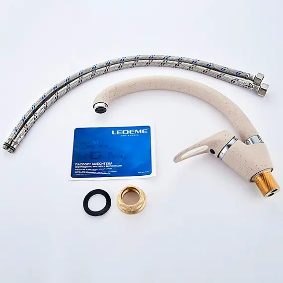 Смеситель для кухни Ledeme R L5913K бежевый матовый, изображение 11