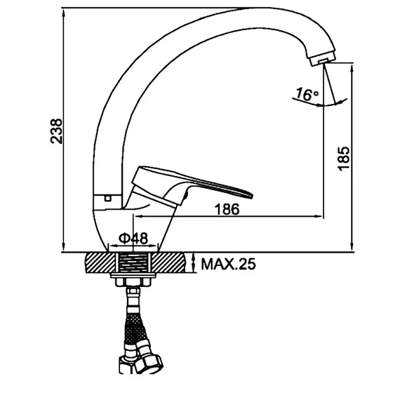 Смеситель для кухни Ledeme H68-B L5968-B хром, изображение 2