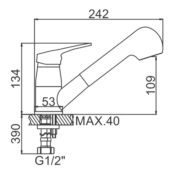 Смеситель для кухни с выдвижной лейкой с душем Ledeme H13 L6013 хром, изображение 2