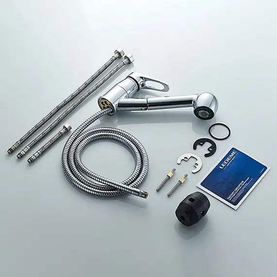 Смеситель для кухни с выдвижной лейкой с душем Ledeme H13 L6013 хром, изображение 7