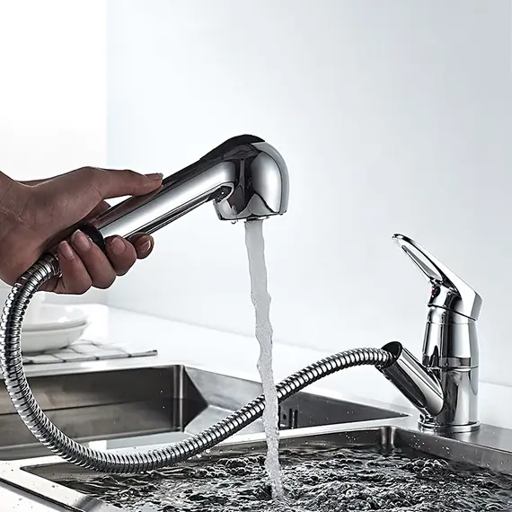 Смеситель для кухни с выдвижной лейкой с душем Ledeme H13 L6013 хром, изображение 8