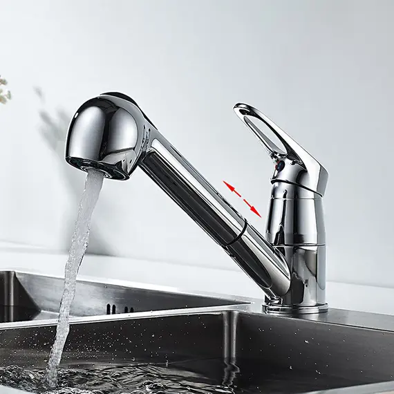 Смеситель для кухни с выдвижной лейкой с душем Ledeme H13 L6013 хром, изображение 9