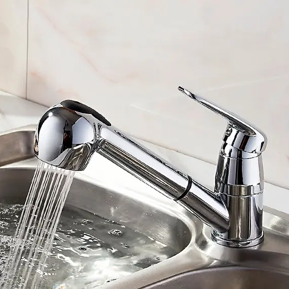 Смеситель для кухни с выдвижной лейкой с душем Ledeme H48 L6048 хром, изображение 3