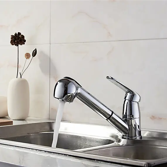 Смеситель для кухни с выдвижной лейкой с душем Ledeme H48 L6048 хром, изображение 4