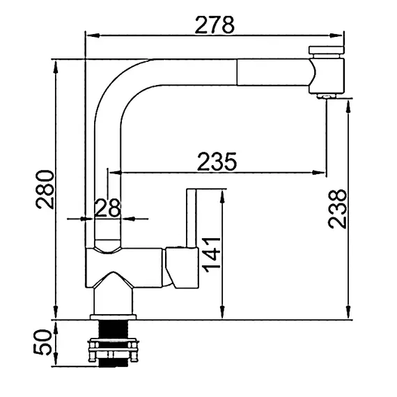 Смеситель для кухни с выдвижной лейкой с душем Ledeme L6055 хром, изображение 2