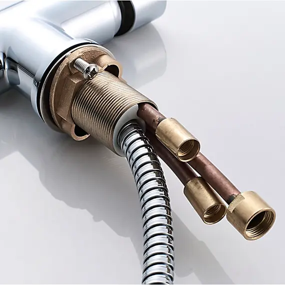 Смеситель для кухни с выдвижной лейкой с душем Ledeme L6055 хром, изображение 7