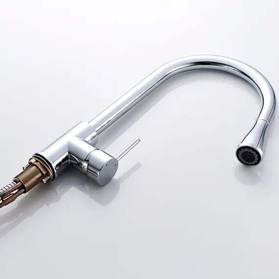 Смеситель для кухни с выдвижной лейкой с душем Ledeme L6155 хром, изображение 6