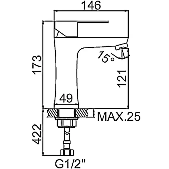 Смеситель для раковины Ledeme R L71002 суперсталь, изображение 2