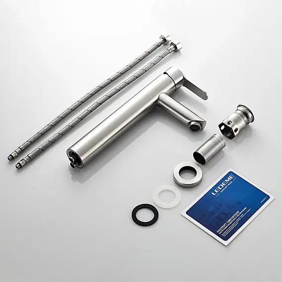 Смеситель для раковины Ledeme R L71103 высокий суперсталь, изображение 8