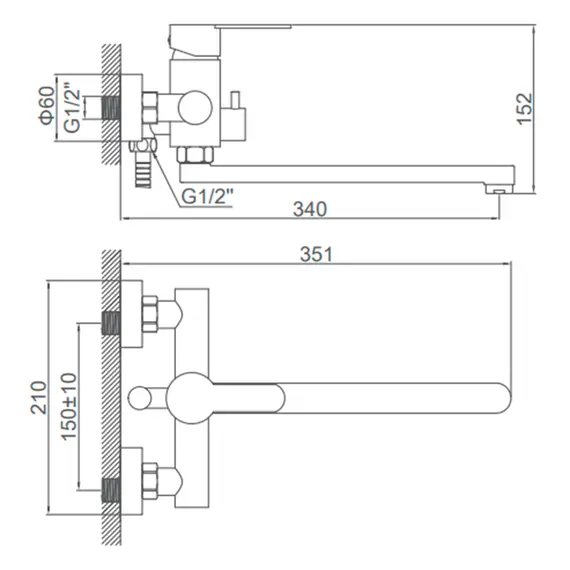 Смеситель для ванны Ledeme R L72203 суперсталь, изображение 2