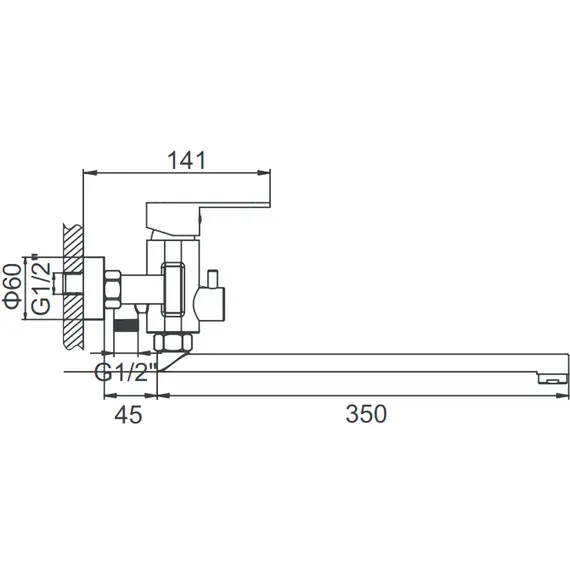 Смеситель для ванны Ledeme L72216 с длинным изливом 35 см суперсталь, изображение 2