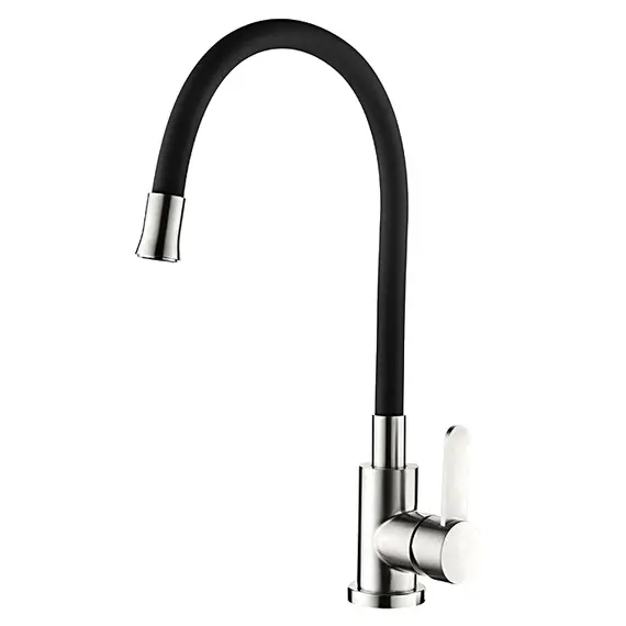 Смеситель для кухни с гибким изливом Ledeme R L74004-2 черный/нержавеющая сталь, изображение 6