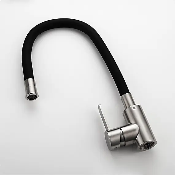 Смеситель для кухни с гибким изливом Ledeme R L74004-2 черный/нержавеющая сталь, изображение 8