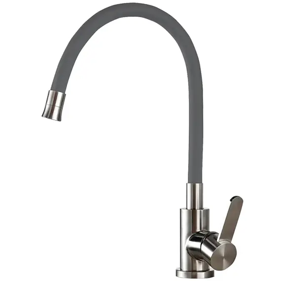 Смеситель для кухни с гибким изливом Ledeme R L74004-9 серый/нержавеющая сталь, изображение 3