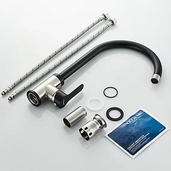 Смеситель для кухни Ledeme L74105B черный черный/суперсталь, изображение 10