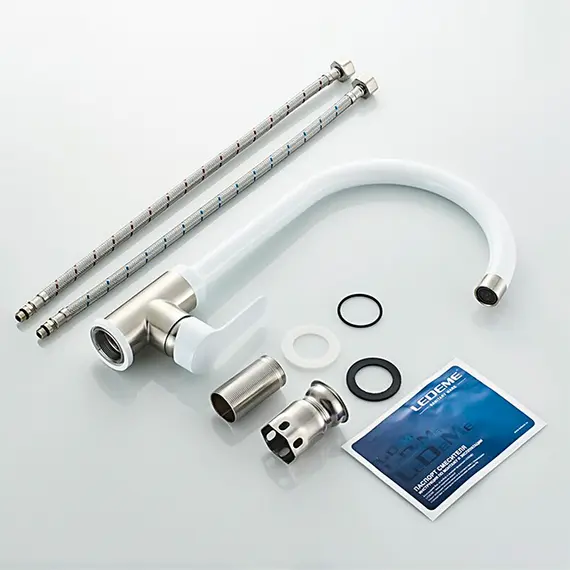 Смеситель для кухни Ledeme L74105W белый/суперсталь, изображение 10